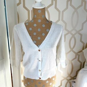 Draper James White Textured Cardigan